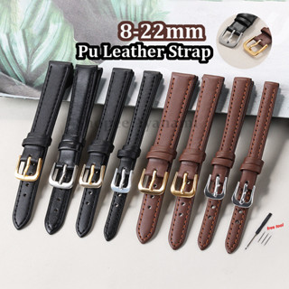 Bán buôn Dây đeo đồng hồ bằng da Pu 8-22mm Đa năng Mềm mại Nam Nữ Vòng tay thay thế Dây đeo đồng hồ mỏng kinh doanh cổ điển