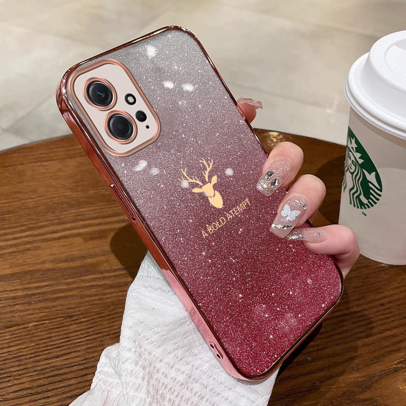 ốp lưng Ốp lưng điện thoại Redmi Note 12 4g Redmi 12 Ốp lưng giảm xóc viền vàng mềm hình hươu may mắn sflt