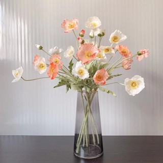  Hoa poppy giả hoa lụa anh túc đẹp cao cấp trang trí decor phòng 1 nhánh 3 bông 1 nụ nhiều màu 