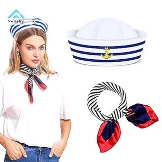 Velishy Nữ Nhỏ Vuông Khăn Thủy Thủ Bộ Tiếp Viên Sọc Chắp Vá Khăn Sa Với Lễ Hội Giáng Sinh Sọc Hải Quân Thủy Thủ