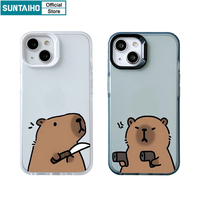 Suntaiho Vỏ Ngộ nghĩnh Họa Tiết Capybara Trong Suốt Mờ Dành Cho Iphone 16 15 14 12 13 11 Pro Max IP 7 8 Plus Iphon X Xs XR Xs Max TPU Silicon Mềm Cao Cấp Chống Sốc Ốp điện thoại