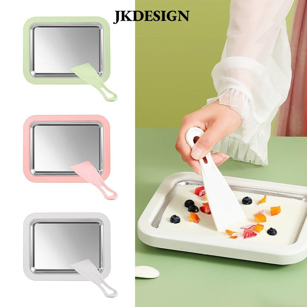 Máy làm đá chiên khuấy JKDESIGN, Máy làm sữa chua rán tự làm dành cho trẻ em, Máy làm kem bằng thép không gỉ Mini cầm tay