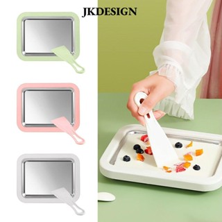 Máy làm đá chiên khuấy JKDESIGN, Máy làm sữa chua rán tự làm dành cho trẻ em, Máy làm kem bằng thép không gỉ Mini cầm tay