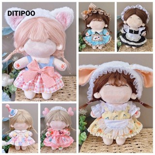 Quần áo búp bê DITIPOO, Bộ đồ trang phục thu nhỏ cho người hầu gái Lolita 20CM, Đồ chơi chơi chơi tại nhà Phụ kiện búp bê Váy công chúa Bộ váy búp bê Mũ nón Bộ búp bê nhồi bông