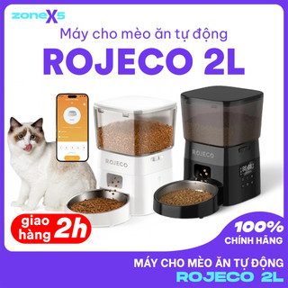  Máy cho mèo ăn tự động ROJECO 2L điều khiển từ xa qua ứng dụng điều khiển bằng nút thiết kế dễ vệ sinh 