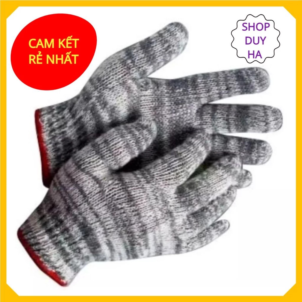 [COMBO 10] Găng tay len sợi bảo hộ lao động màu muối tiêu loại BESTPOOL