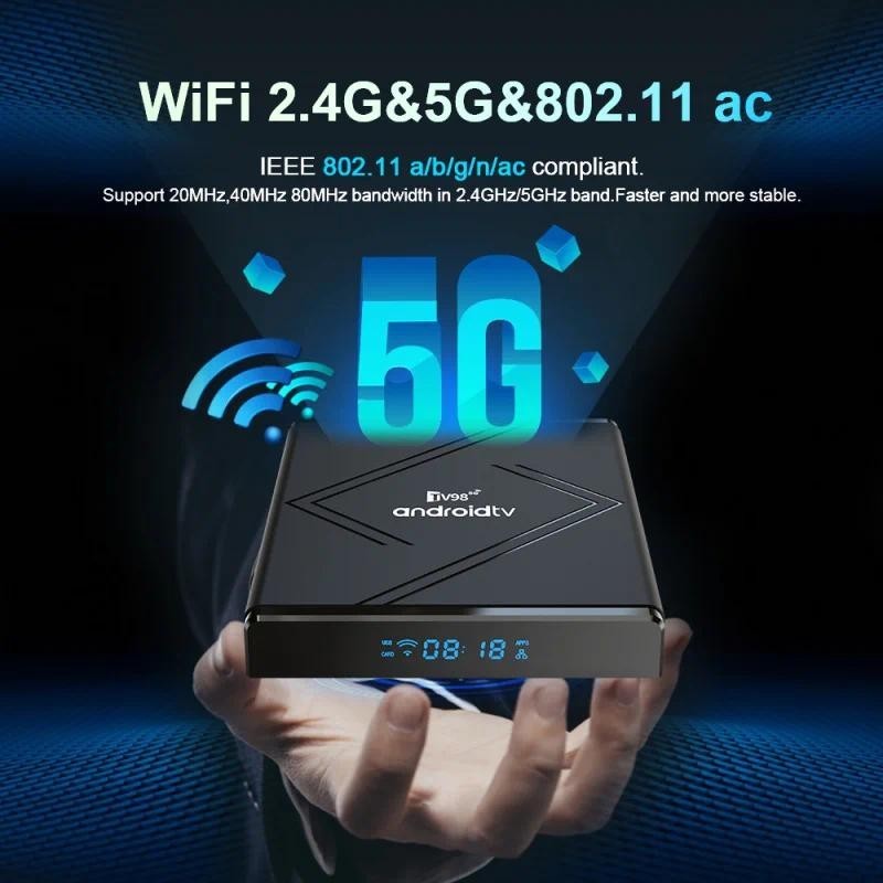 TV98 ATV Pro TV Box Android 14 BT5.0 Media Player Điều khiển bằng giọng nói 4G 5G Dual Wifi6 HD 8K 4
