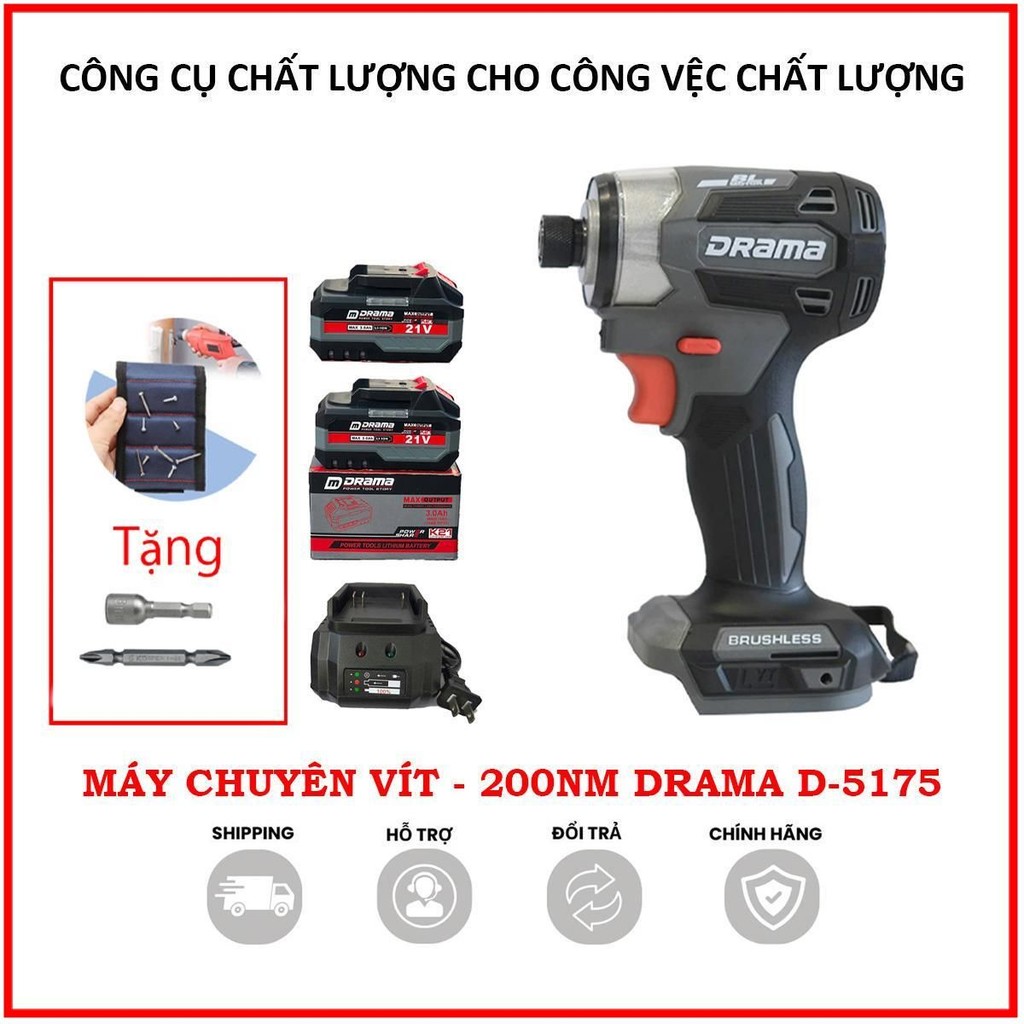 Thân Máy Chuyên Vít Drama 5175, 5 Tốc Độ, Đầu Ngậm Vít Nhanh, Động Cơ Không Chổi Than