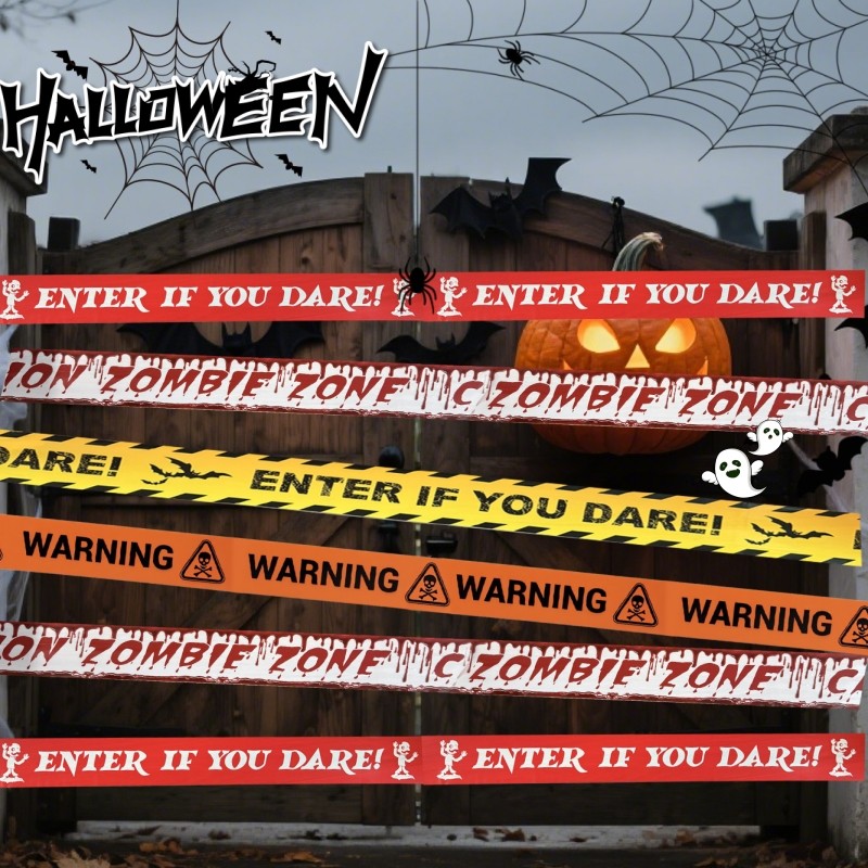 4 Dấu hiệu băng cảnh báo Halloween 6M - Dây đeo cảnh báo nguy hiểm - Biểu ngữ băng cảnh báo - Đạo cụ