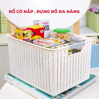  Combo Rổ đan mây đựng đồ đa năng có nắp 3 size nhựa Việt Nhật  3415  Giỏ đựng quần áo dụng cụ nhà bếp -br 01262 