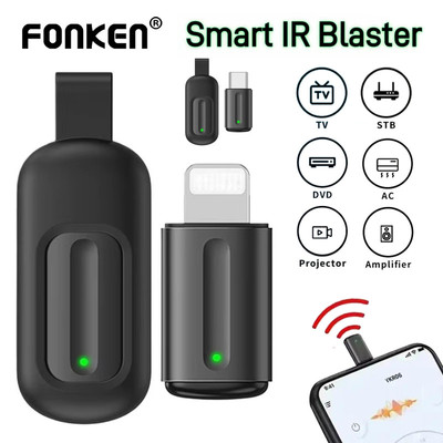 Bộ điều khiển từ xa hồng ngoại thông minh Fonkne Type-C / iOS Bộ phát hồng ngoại có điều khiển ứng dụng điện thoại Bộ chuyển đổi Mini cho điện thoại thông minh TV Thiết bị AC