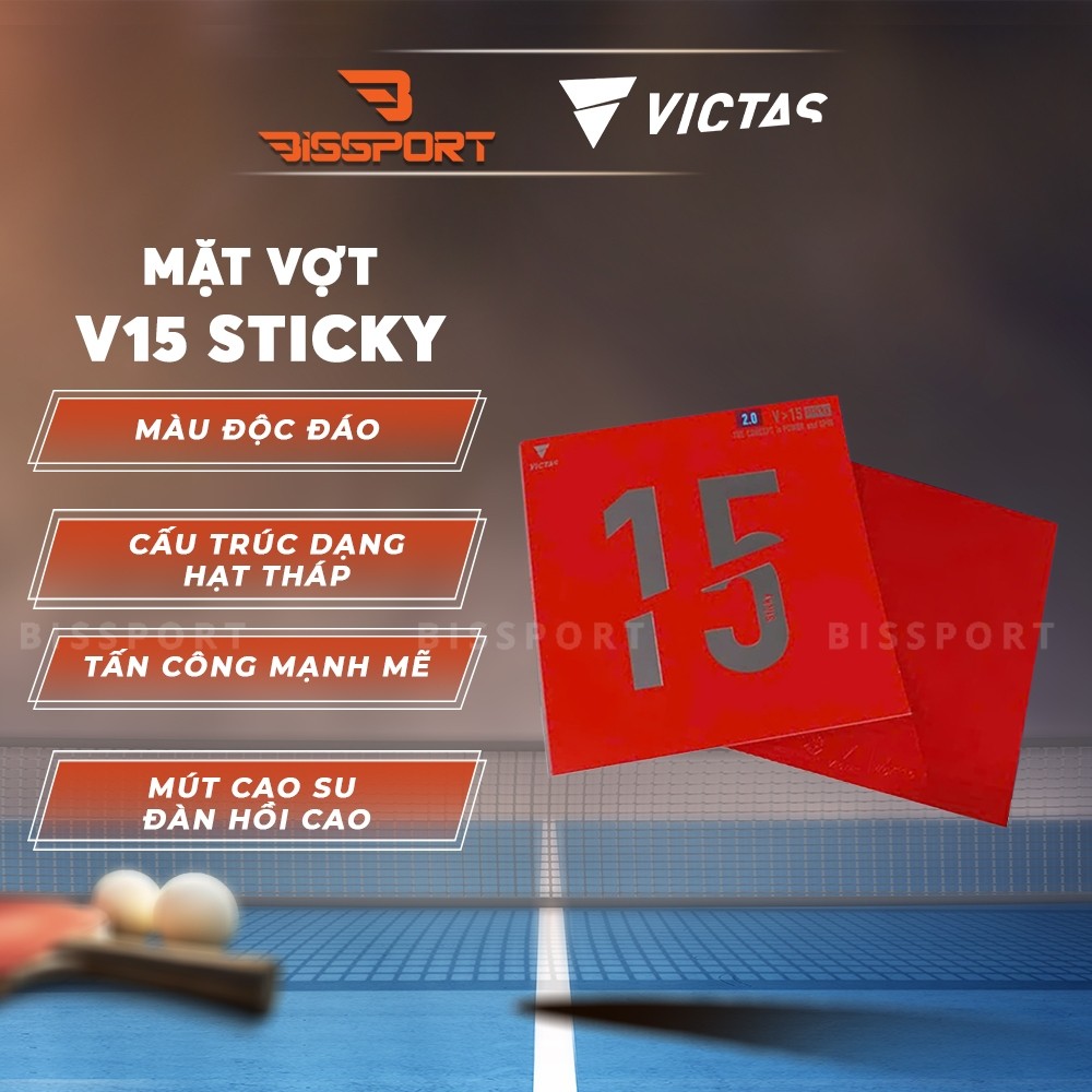 Mặt Vợt Bóng Bàn VICTAS V15 Sticky Chính Hãng - 47 Độ - Độ Xoáy Cao - Kiểm Soát Tốt - Tốc Độ - Độ Ổn
