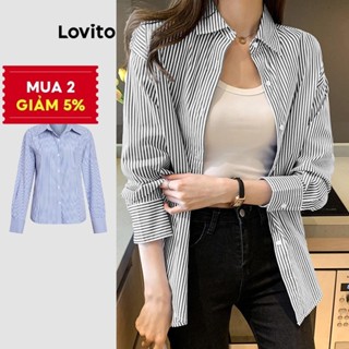 Lovito Áo Sơ Mi Sọc Dài Tay Nút Áo Mùa Hè Cho Nữ LNA26184 (Nhiều màu)