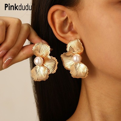 Bông tai nữ Pinkdudu thiết kế vintage hoa lá bạch quả, chất liệu nhựa và hạt hợp kim kẽm, mẫu thịnh hành PD2327
