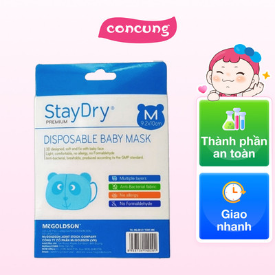 Khẩu trang trẻ em StayDry Size M - Xanh