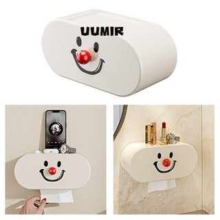  UUMIR Hộp đựng khăn giấy Hộp đựng khăn ăn mặt cười treo tường Hộp đựng khăn giấy hình chữ nhật để bàn dễ thương Phòng tắm 