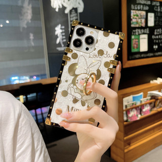 Ốp điện thoại hình vuông Gilrs Minnie Daisy dễ thương cho Samsung S24 S23 Ultra S22 S21 S20 S10 Plus Note 20 10 9 S23fe S21fe S20fe + Giá đỡ nhẫn