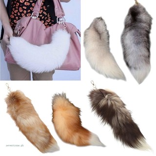 Móc khóa đuôi cáo sang trọng Móc khóa đuôi động vật lông thú Móc khóa 40cm Đuôi động vật Móc chìa khóa Pompoms Móc khóa B
