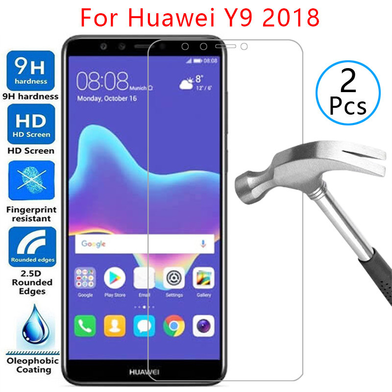 Kính cường lực bảo vệ màn hình cho Huawei y9 2018 ốp lưng trên huwei hawei y 9 y92018 túi đựng điện 