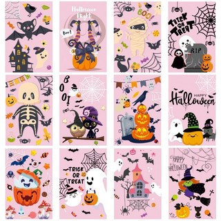 Đáng Yêu Trẻ Em Halloween Bài Thẻ, 12 Chiếc Vintage Halloween Bưu Thiếp Thẻ In Trên Vintage Họa Tiết Phong Cách Cardstock