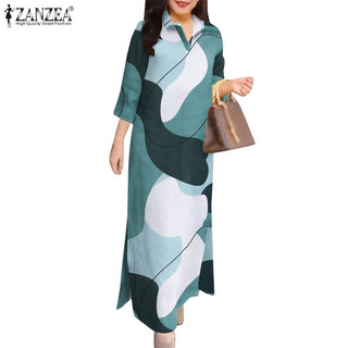Zanzea Nữ Vintage Hàng Ngày Chia Ve Áo 3 / 4 Tay In Hình