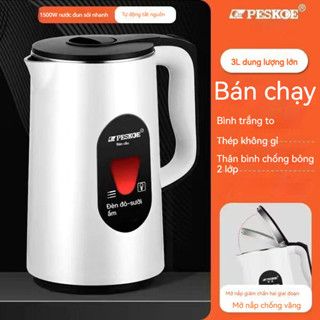 Ấm siêu tốc inox giữ nhiệt CHÍNH HÃNG cao cấp 3L, Bình đun nước siêu tốc nước ấm tốt cho sức khoẻ