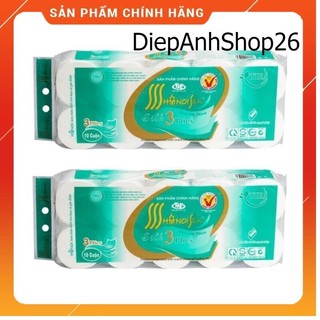  Combo 2  Bịch Giấy vệ sinh Hà Nội bịch 10 cuộn không lõi siêu dai siêu mịn - giấy chuẩn loại đẹp mịn 