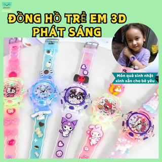Đồng Hồ Đeo Tay Trẻ Em Có Đèn Led Nhiều Màu Sắc, Dây đep Đồng Hồ Dập Nổi Rõ Nét Xinh Xắn