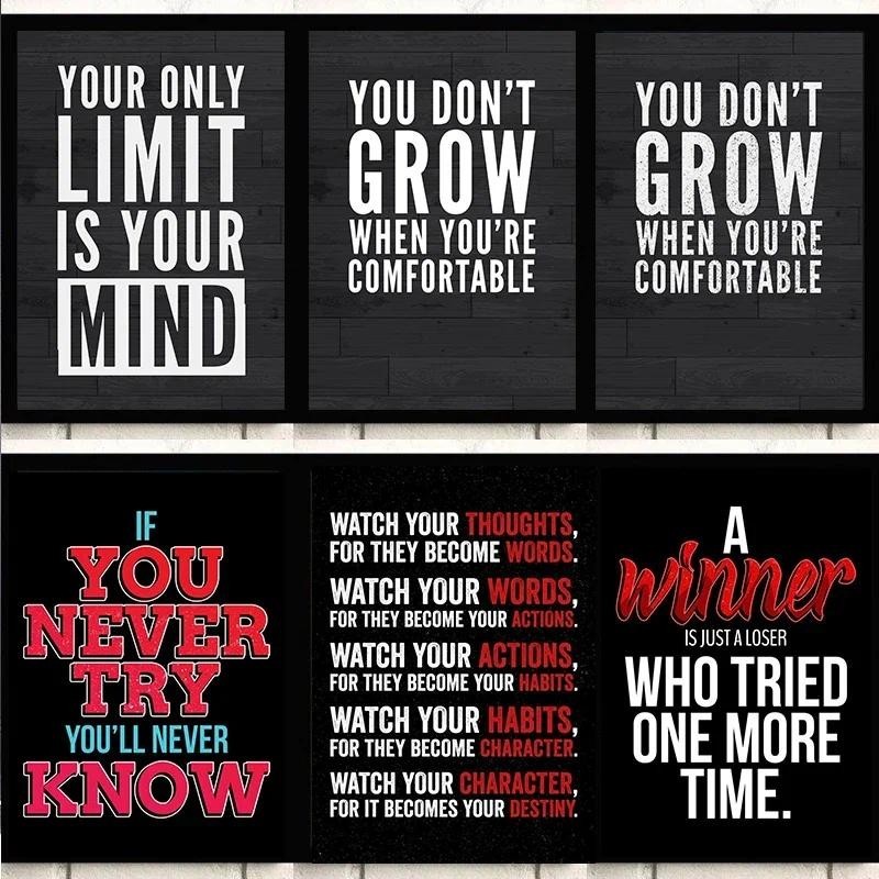 Motivation of winners of the Bodybuilding Gym Inspirational Quotes Art Canvas Painting Poster Home G