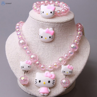[Jcaaap] 4 Cái / bộ Sanrio Phim Hoạt Hình Hello Kitty Vòng Cổ Vòng Tay Bộ Kawaii Dành Cho Bé Gái Phụ Kiện Trang Sức Quà Tặng Sinh Nhật [ISO]
