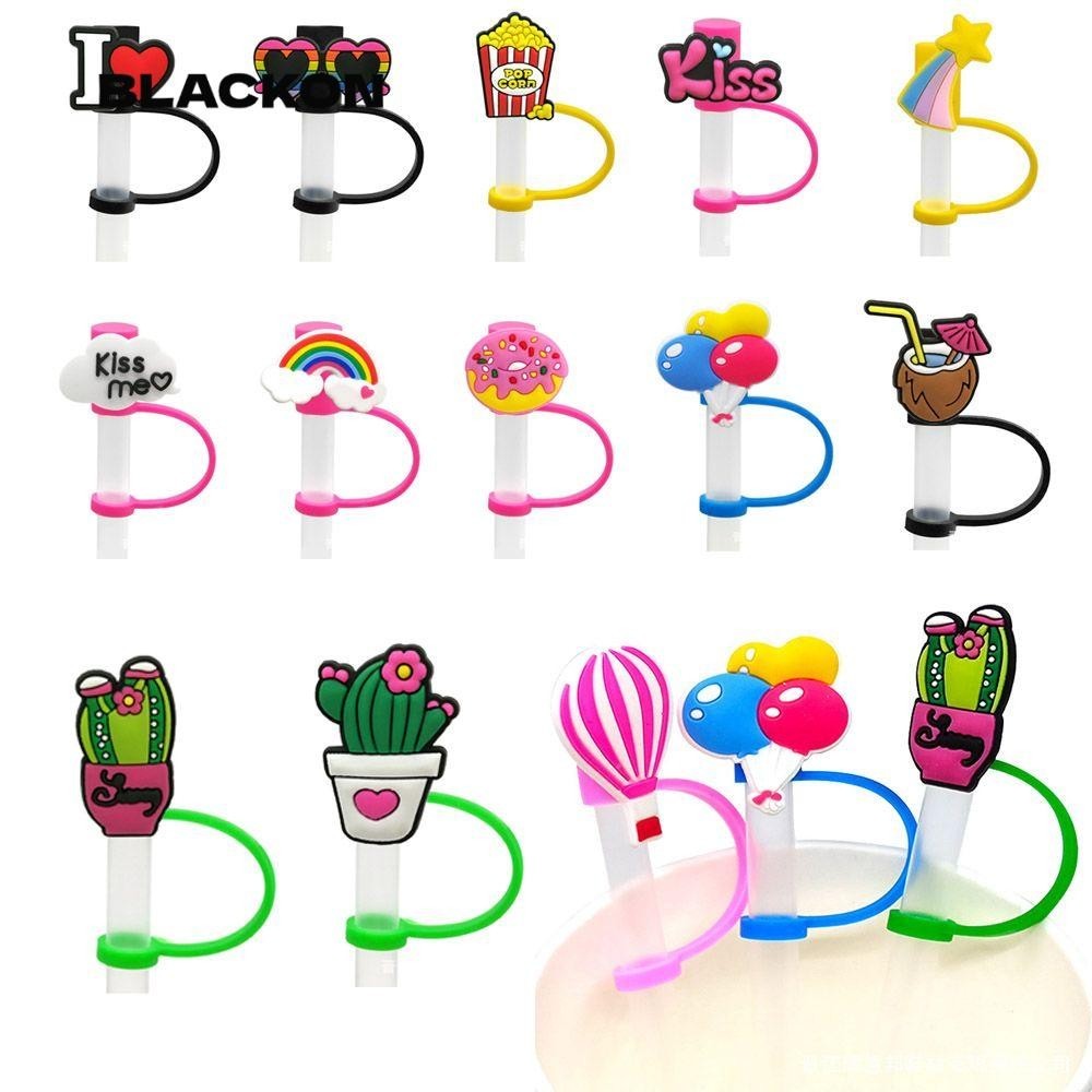 BLACKON Drinking Straw Plug Silicone Drinking Dust Cap Tips Cover Kitchen Tool Reusable Dust-proof Cup Accessory Cartoon Straw Tips Cover Splash Proof Plugs