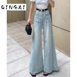 QINGXI quần ống rộng quần nữ jean xu hướng Vintage Phong cách Xu hướng WLK2470769 31Z240801