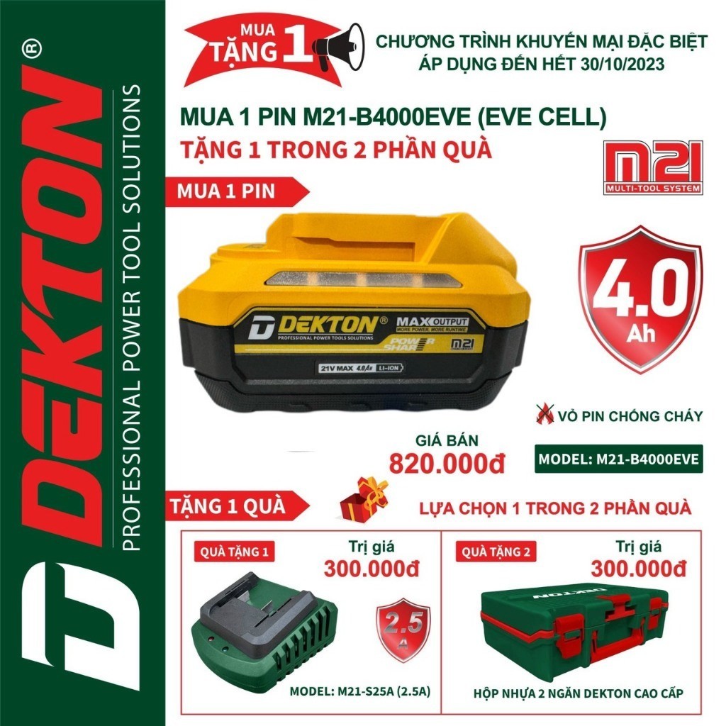 Pin / Sạc - Hệ M21 Dekton - Dùng Cho Hệ Máy M21 Dekton OR Những Máy Chạy Chân m21 Thế giới máy rẻ