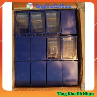 Hộp đựng linh kiện điện tử có vách ngăn hộp ghép đa năng màu xanh