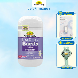 Viên Nhai Canxi Sữa Cho Bé Nature’s Way Kids Smart Calcium + Vitamin D3 Burstlets , Kẹo Bùng Nổ Tăng Chiều Cao 50v/h