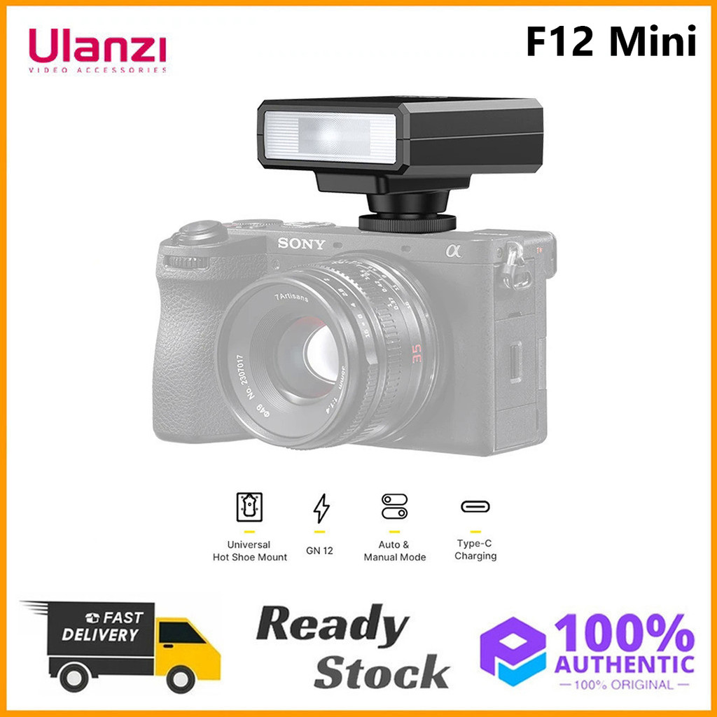 Ulanzi F12 Mini Camera Flash Speedlite 5600K GN12 Giá đỡ giày nóng tiêu chuẩn cho máy ảnh DSLR Nikon