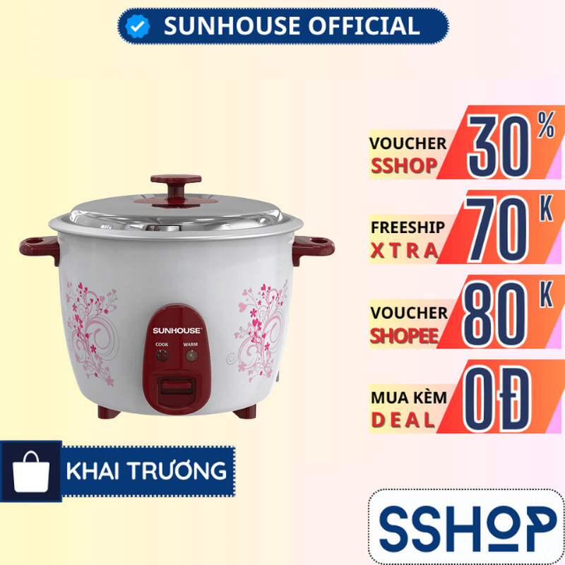 NỒI CƠM ĐIỆN NẮP RỜI SUNHOUSE SHD8106 (1.2L), SHD8126 (1.8L) - hàng chính hãng bảo hành 1 năm - SSHOP MALL