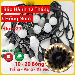 Dây Bóng Đèn Ping Pong Trang Trí Ngoài Trời, Dây Đui Đúc Chống Nước Quán Cà Phê, Trà Chanh 5m 10m bóng búp kín nước