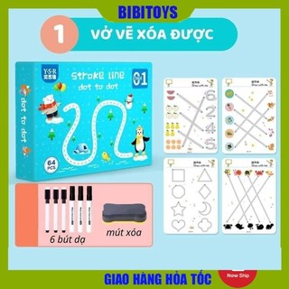 Học liệu montessori tập tô/vẽ/xóa thông minh 64 trang cho bé từ 2 tuổi