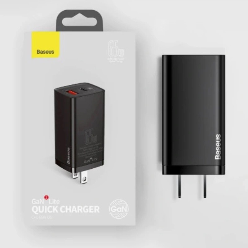 Củ sạc Baseus GaN2 lite quick charger 65W (Type C+ USB Port) - CCGL- hàng chính hãng