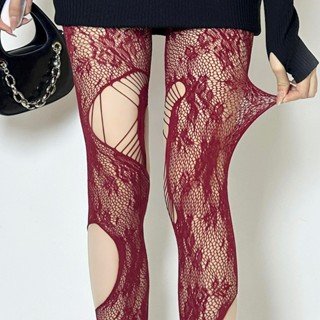 Tất lưới cá gãy Y2k dành cho nữ DUNEA Vớ đen rỗng không đều