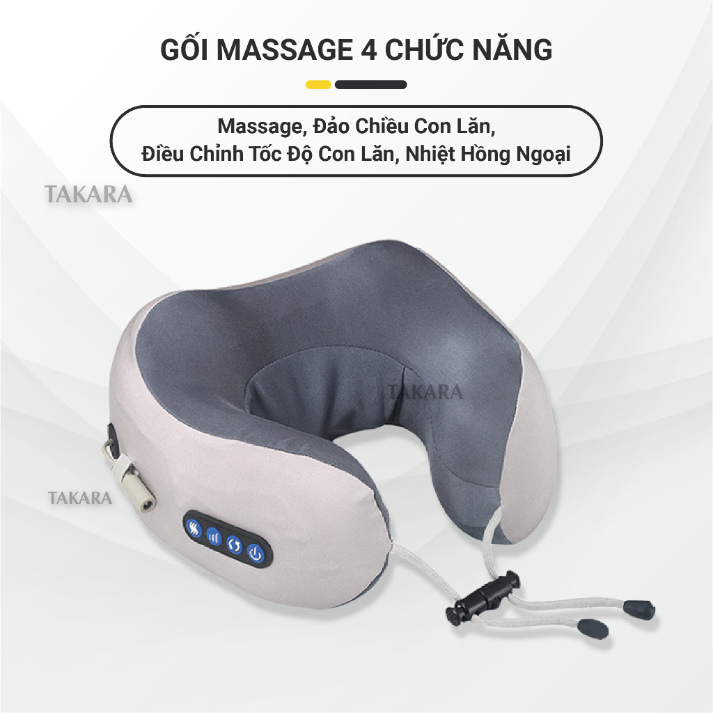 Gối Massage Cổ Chữ U, Dùng Đeo Cổ Đa Chức Năng Trị Liệu Giảm Đau Mỏi Cổ Vai Gáy MGM