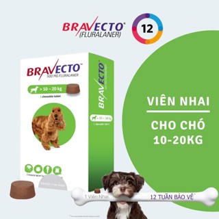 Bravecto Hộp 1 viên nhai vị thịt bò cho chó 10-20kg diệt trị ve, rận, bọ chét, ghẻ, xà mâu