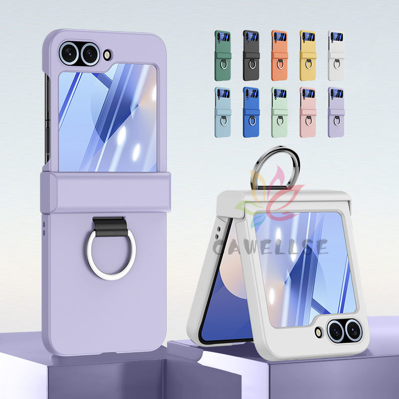 Vỏ giữ nhẫn màu kẹo mỏng Samsung Galaxy Z Flip 6 Z Flip 5 4 / 3 Full Bản lề Matte Case Chống sốc Smo