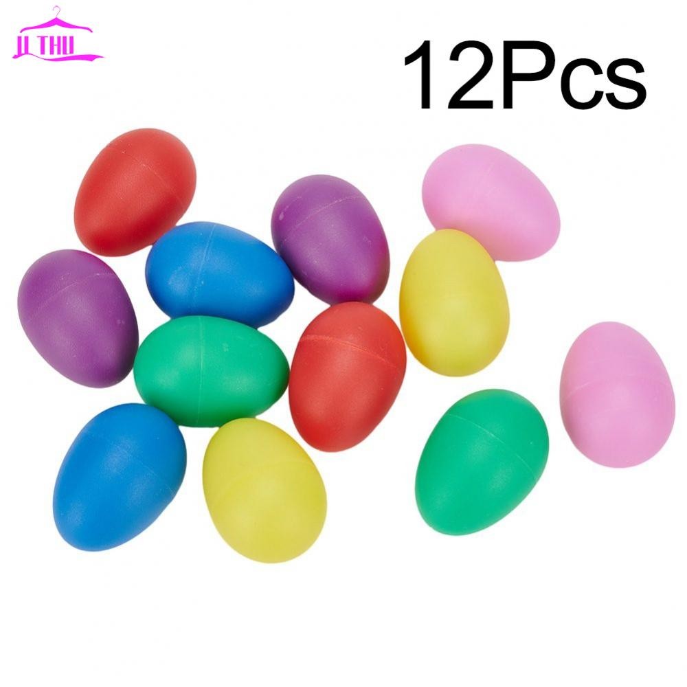 【UTHU】Maracas Rattle Easter Sound Egg 12 Pcs Latin Hand Percussion Musical Instrument