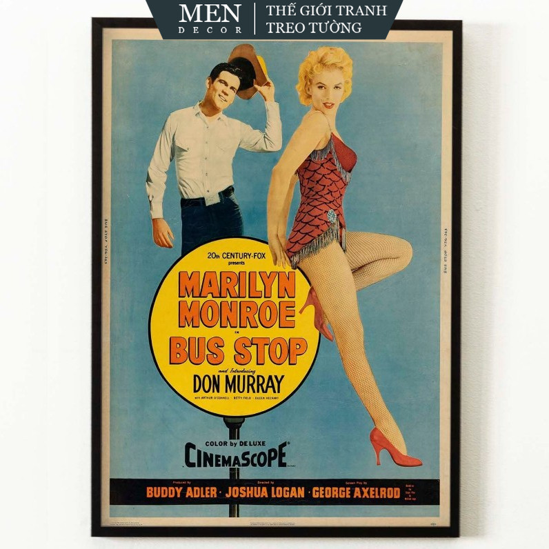 Tranh treo tường, Bus Stop 20th Century Fox, 1956 Vintage Movie, nhận in theo yêu cầu, tặng kèm đinh