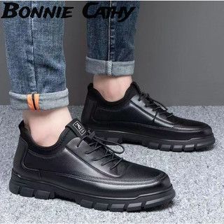 Giày Bonnie Cathy. Giày nam. Giày da sáng bóng phù hợp cho nam. Dây thun cắt thấp, giày mũi tròn chống trượt và chống mài mòn