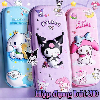  Hộp đựng Bút 3D Cute In Hoạt Hình Hộp Bút Kuromi Melody Cinnamoroll Dễ Thương,Chống Rơi An Toàn 