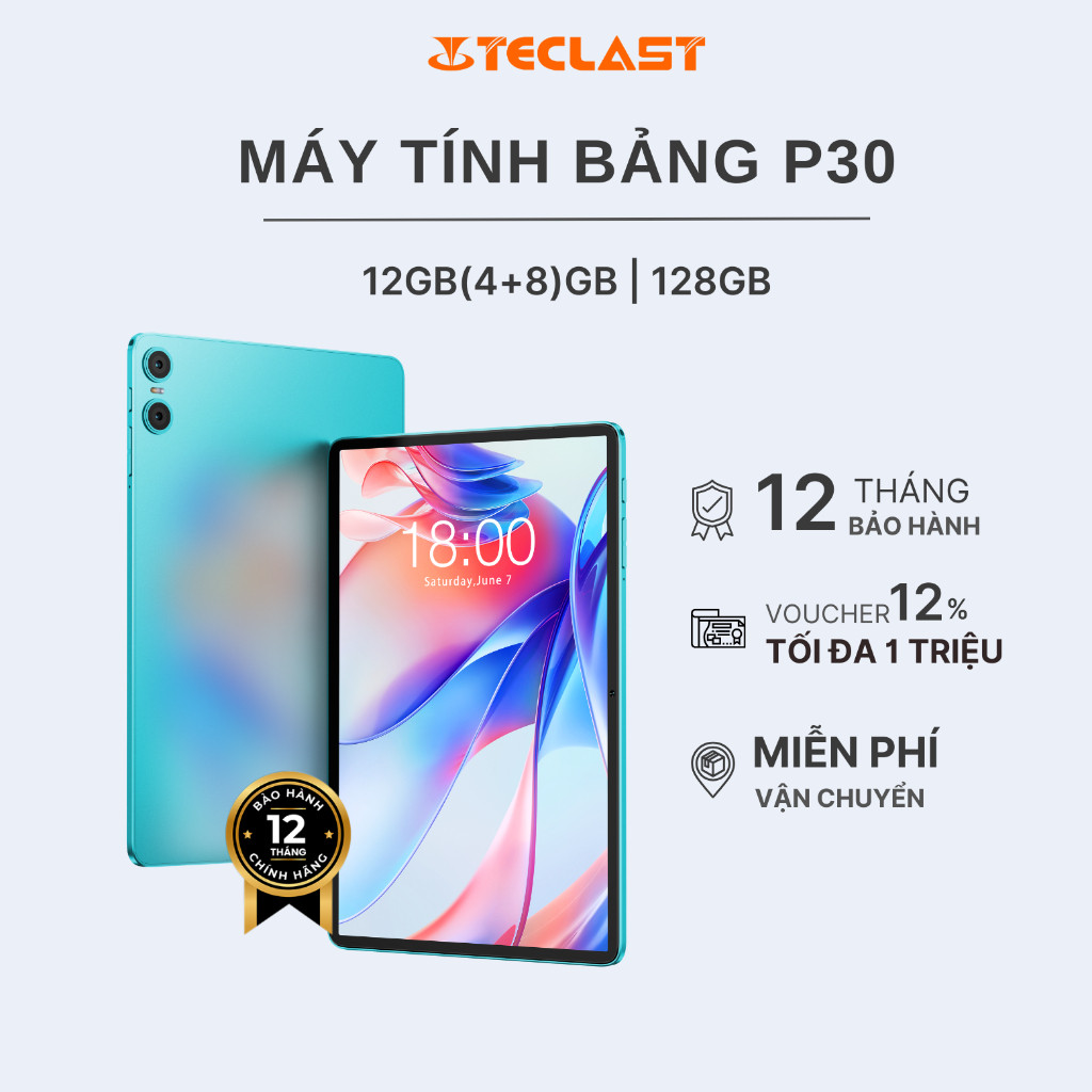 Máy Tính Bảng Teclast P30 12GB(4+8)/128GB| HD 11” 6000mAh 2 Loa Kép Hàng Chính Hãng
