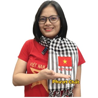 Khăn rằn thêu Cờ Việt Nam khổ 60cm*165cm-khăn rằn Quàng Cổ đi du lịch,đi sự kiện làm quà tặng